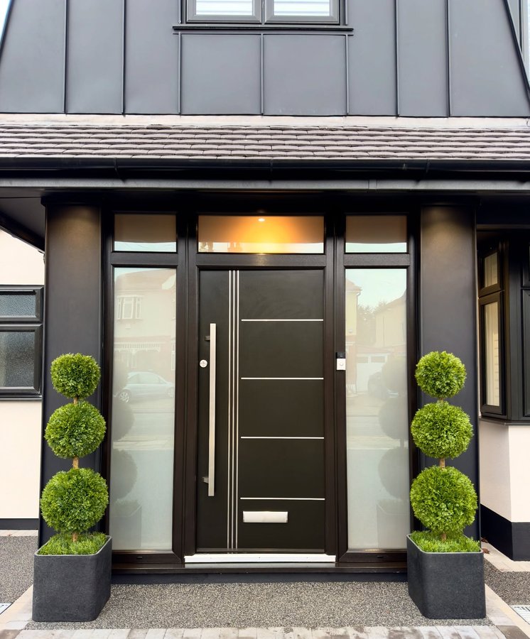 Instagram post by @noplacelikehomeinterior for The Palladio Door Collection. Caption reads: Making an entrance
Absolutely loving our new front....