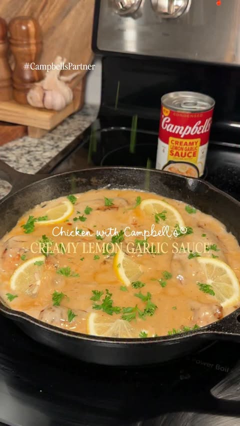 Instagram post by @passme.thesalt for Campbell's. Caption reads: #CampbellsPartner This new Creamy Lemon Garlic....