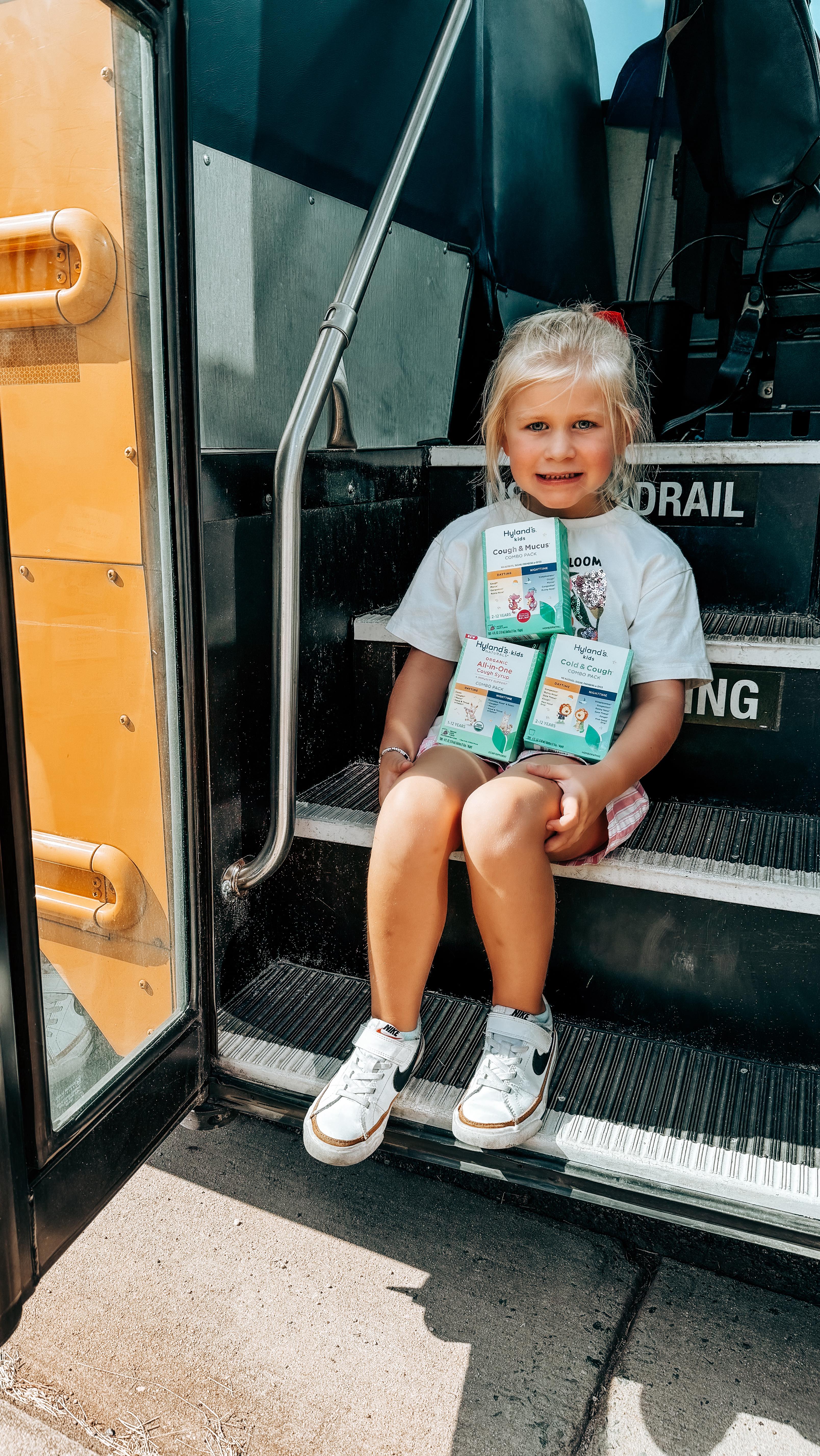 Instagram post by @natalie.anne.white for Hyland's Naturals. Caption reads: Back to school with @hylandsnaturals - Back to....