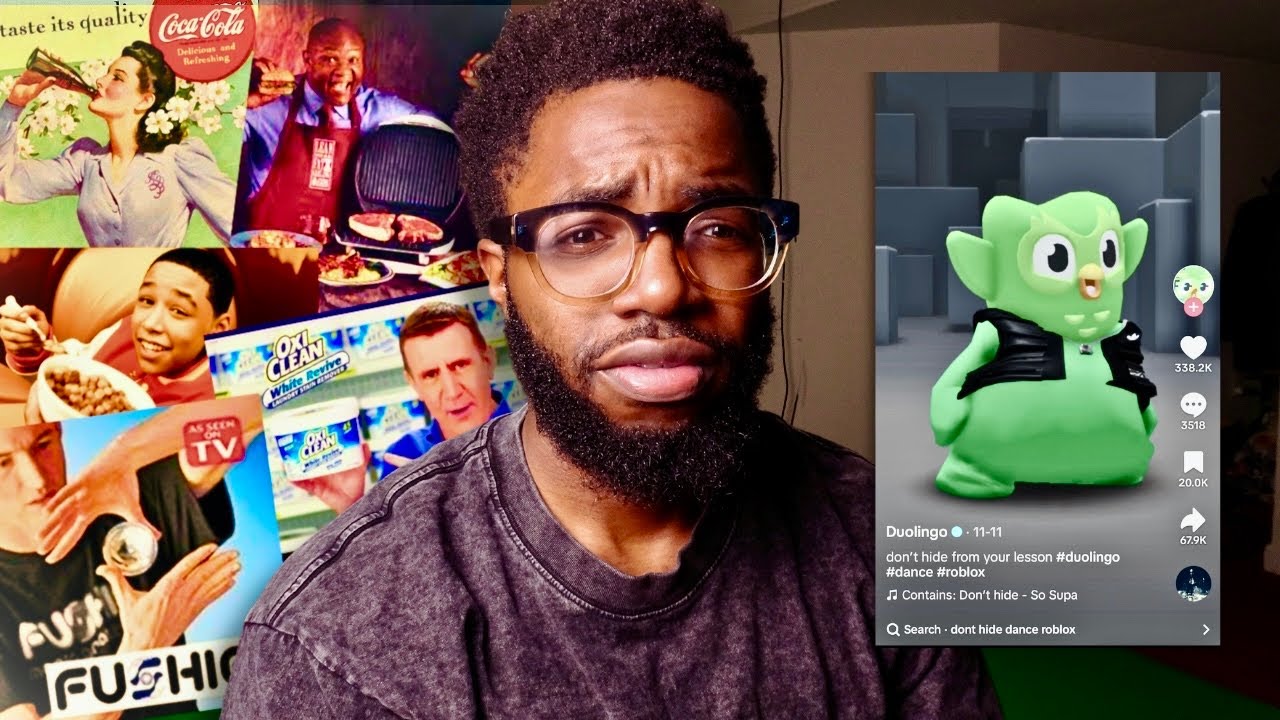 YouTube post by @david_is_achu for Printful. Caption reads: what happened to commercials?.