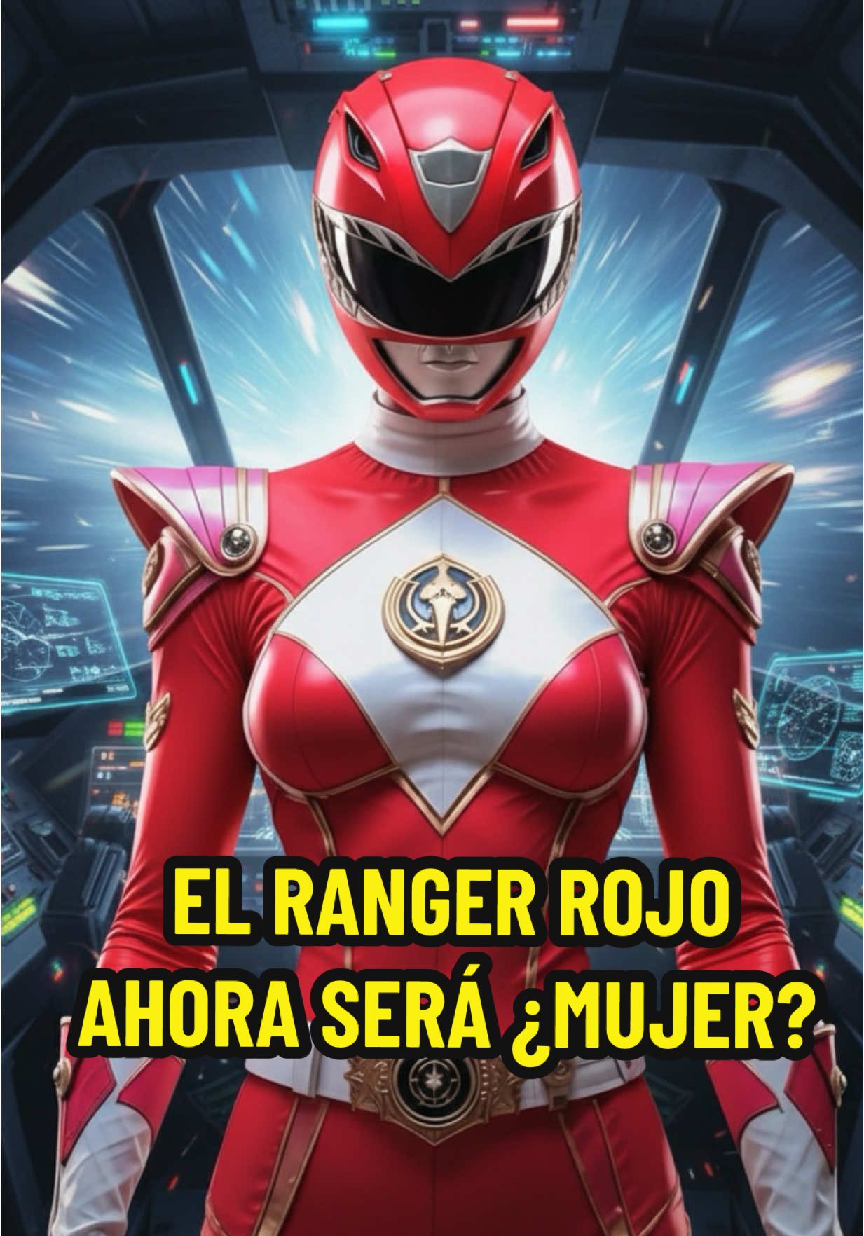 TikTok post by @andresnavytiktok for Disney Studios Indonesia. Caption reads: EL POWER RANGER ROJO AHORA ¿SERÁ MUJER? 🎬....