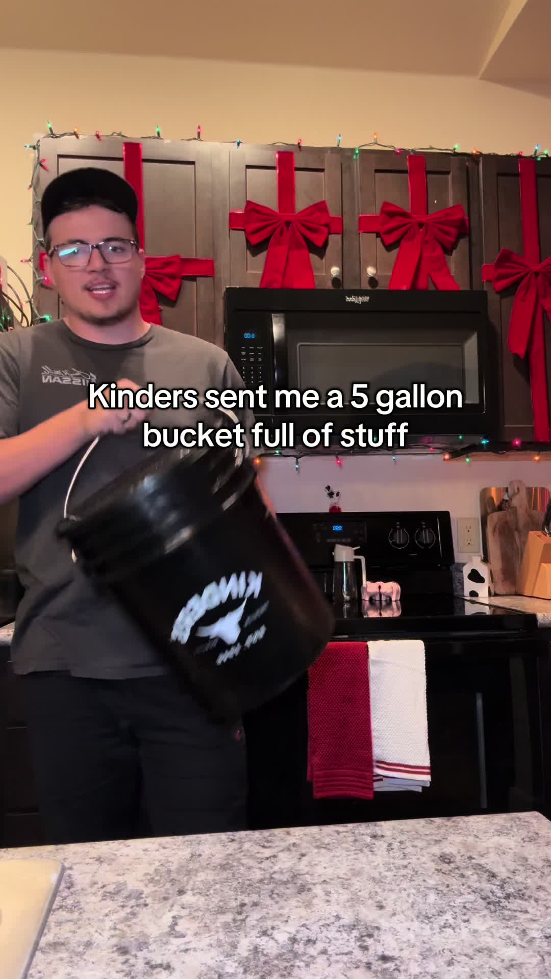 TikTok post by @themakinfamily for Kinder's. Caption reads: This was super nice to open the door and see!!....