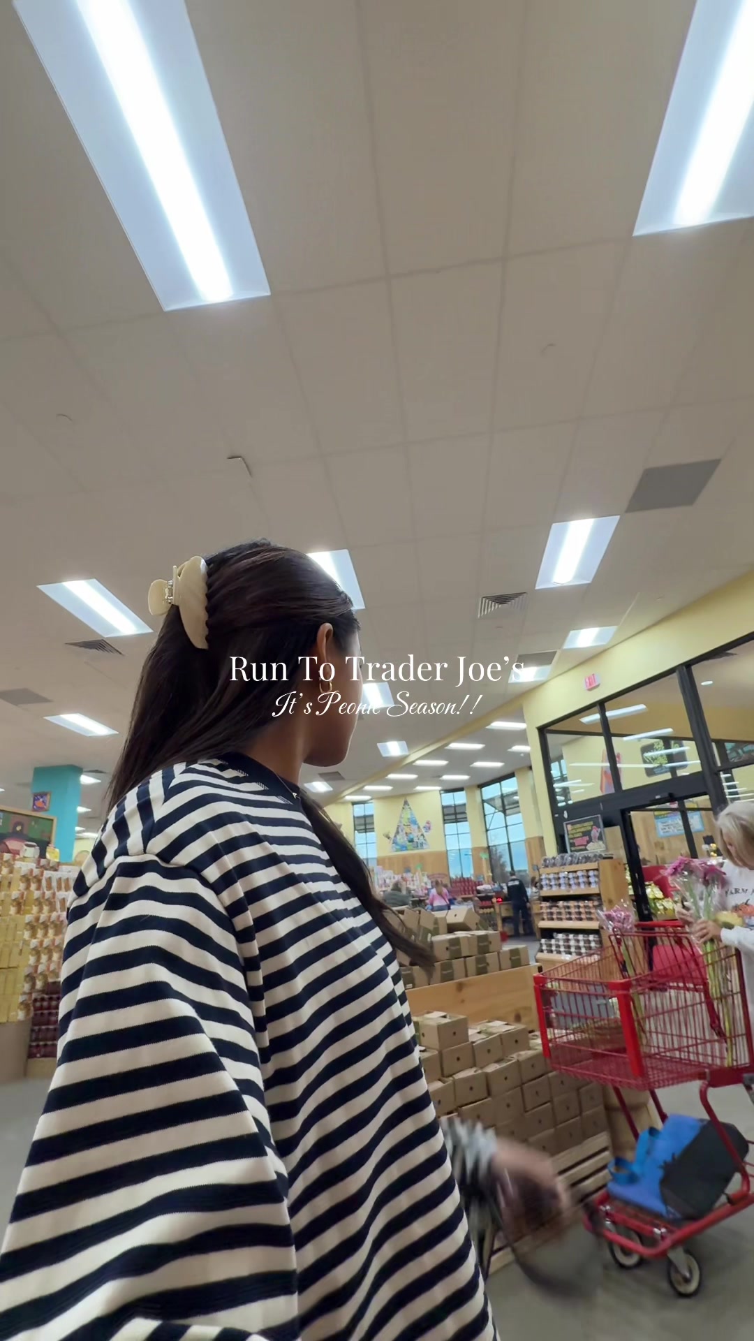 TikTok post by @alexisdimaya for Trader Joe's. Caption reads: If your girlfriends favorite flowers are peonies I....