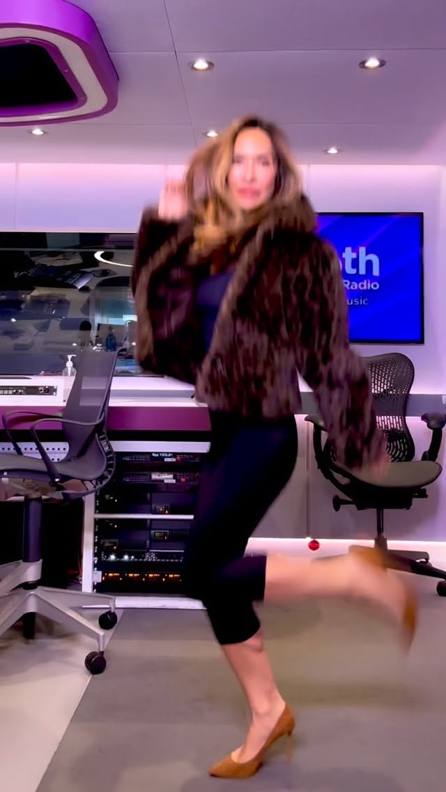 Instagram post by @myleeneklass for Jimmy Choo. Caption reads: Fit checks and Mic checks 

cap/jumpers/varsity....