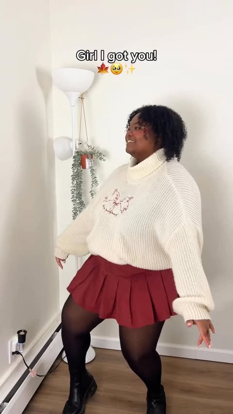 Instagram post by @slayystajiaa for JustFab. Caption reads: if you need last min Thanksgiving outfit inspo, I....