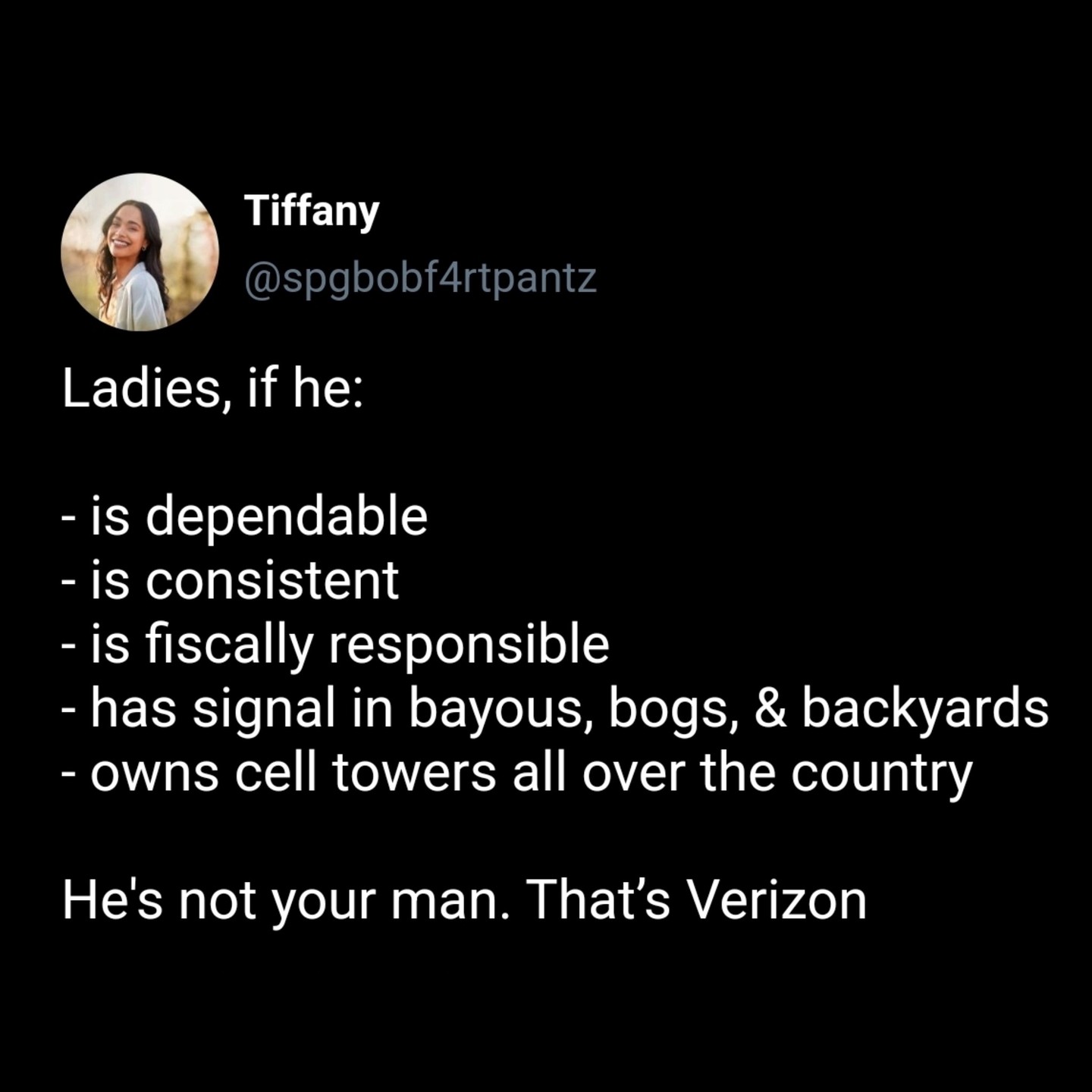 Instagram post by @moistbuddha for Verizon. Caption reads: Classic mixup. #ad Enjoy low prices with a 3 year....