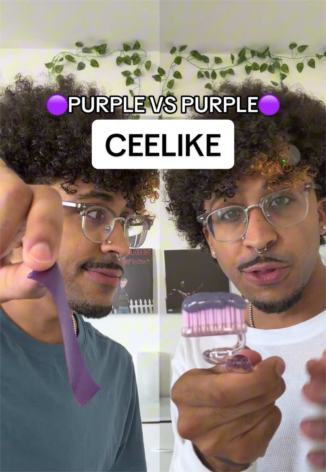 TikTok post by @alexharrxs for Ceelike. Caption reads: Purple Strips VS Purple Toothpaste #ceelike....