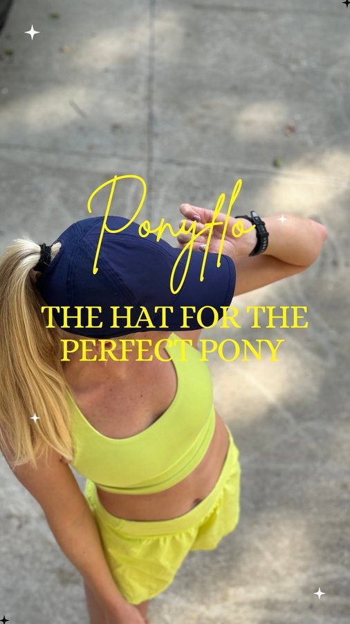 Instagram post by @annie_fuller for Ponyflo Hats. Caption reads: Let that PonyFlo! 🐎 💁🏼‍♀️
This hat is an....