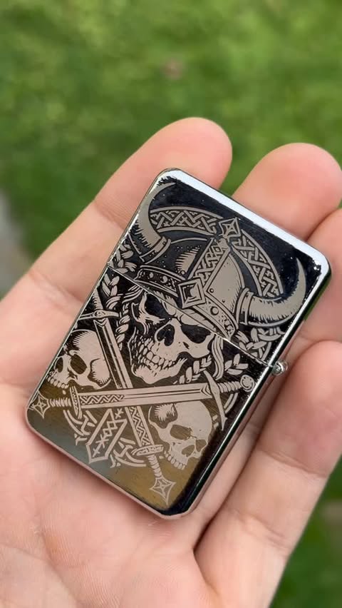 Instagram post by @3d_printall for LaserPecker. Caption reads: Laser engraving on metal lighter with @laserpecker....