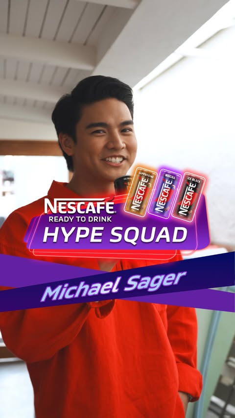 Instagram post by @michaelsager_ for NESCAFÉ Philippines. Caption reads: Wrong Answers Only: Lowbatt interviewee edition 😂....