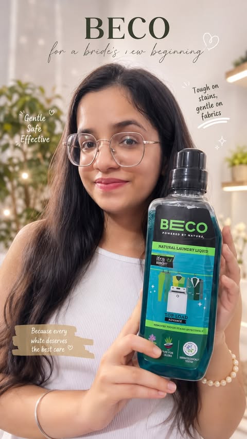 Instagram post by @palakanand_artistry_ for Beco. Caption reads: [...] day, but make it smarter 🧺✨ Switching to....