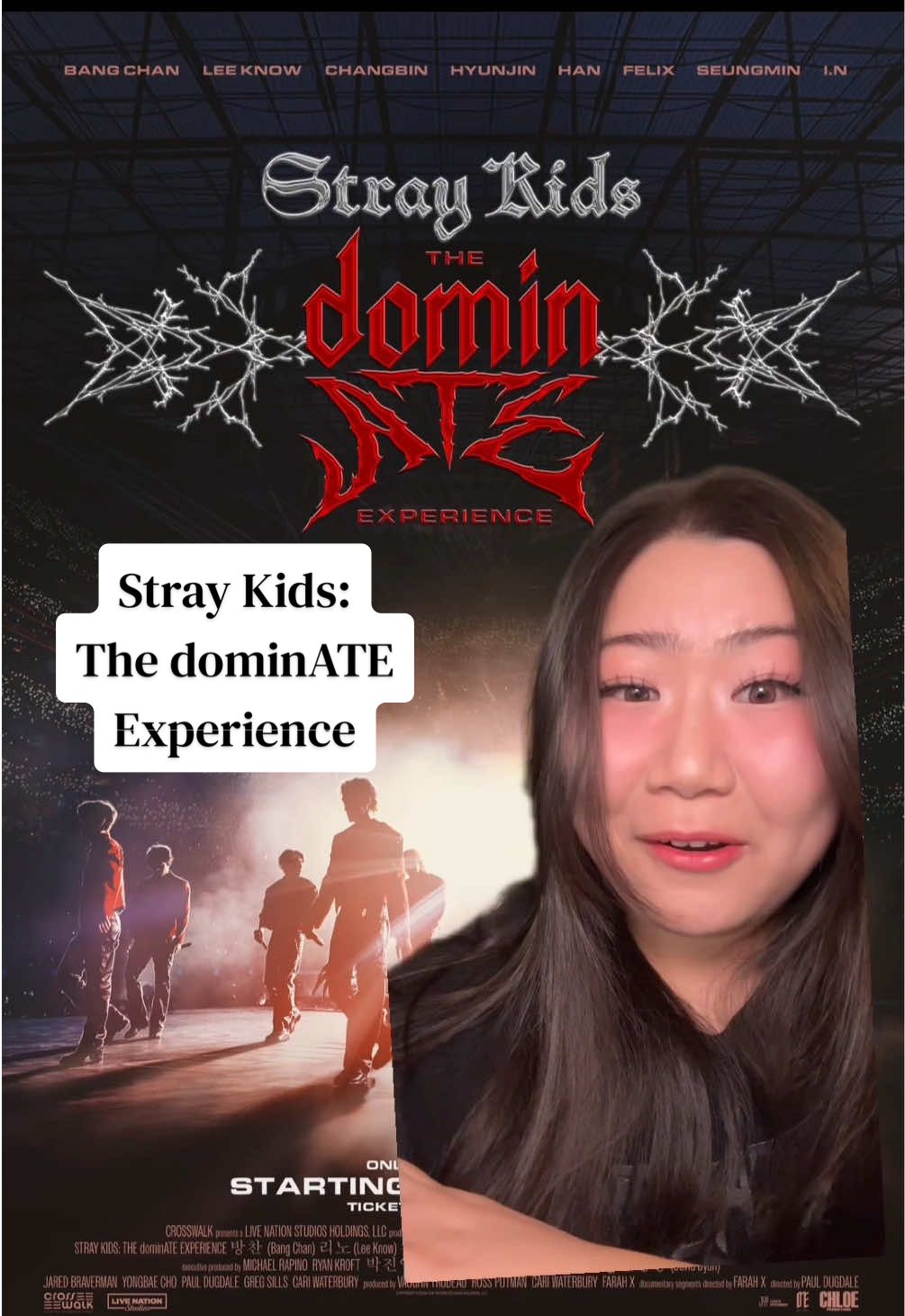 TikTok post by @alyssatly for Stray Kids. Caption reads: #Ad Stray Kids: The dominATE Experience releases....