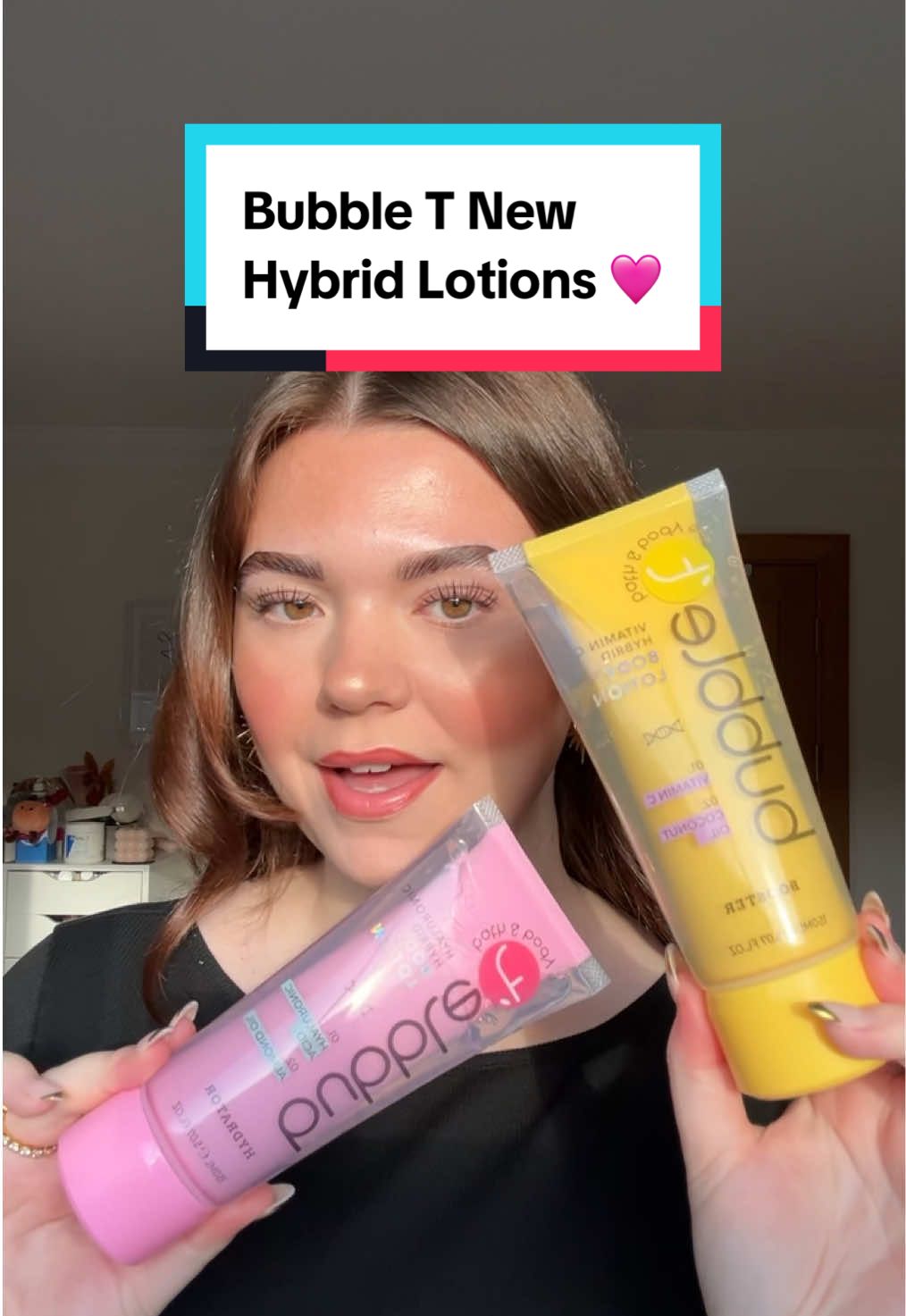 TikTok post by @ellisia_lifestyle for Bubble T Cosmetics. Caption reads: [...] fabulous hybrid body lotions from @Bubble T....