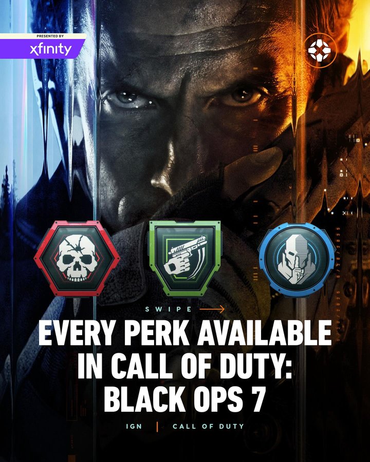Instagram post by @igndotcom for Xfinity. Caption reads: Call of Duty: Black Ops 7 is almost here! It....