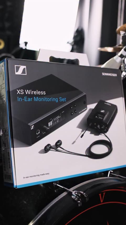 Instagram post by @mathieux_davis for Sennheiser. Caption reads: The @sennheiser XS Wireless IEM Set is what I use....