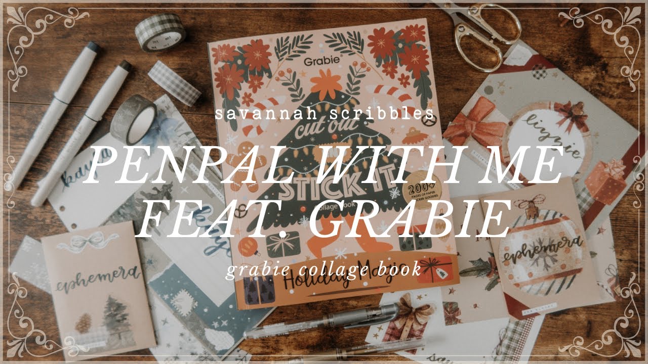 YouTube post by @savannahscribbles for Bones Coffee Company. Caption reads: Penpal With Me feat. the Grabie Holiday Magic....