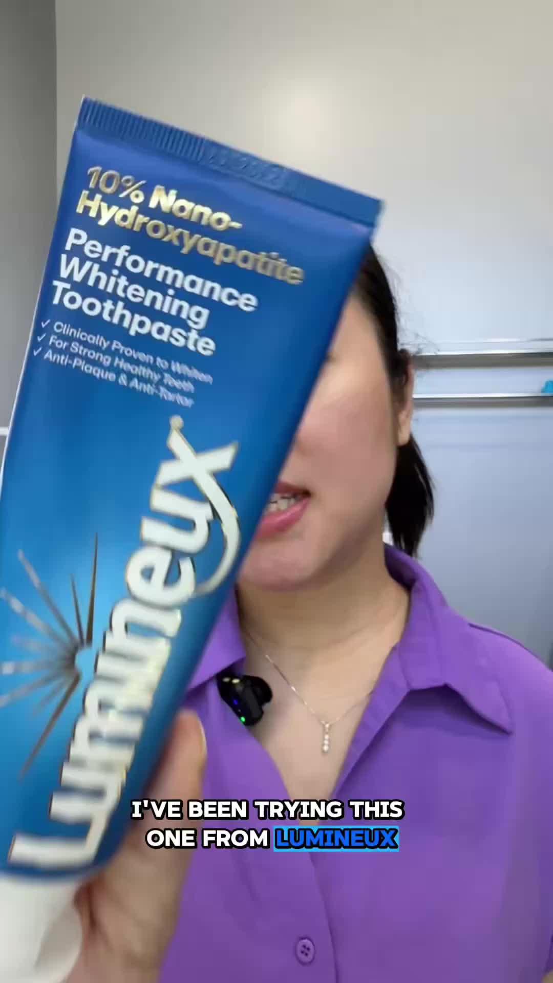 TikTok post by @cicigiginana for Lumineux. Caption reads: @Lumineux uses 10% n-HA, the clinically supported....