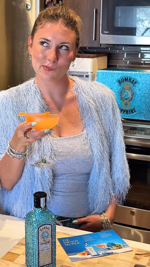 Instagram post by @reagan.baylee for Bombay Sapphire. Caption reads: #BombaySapphirePartner 💍 Manifesting my wedding....