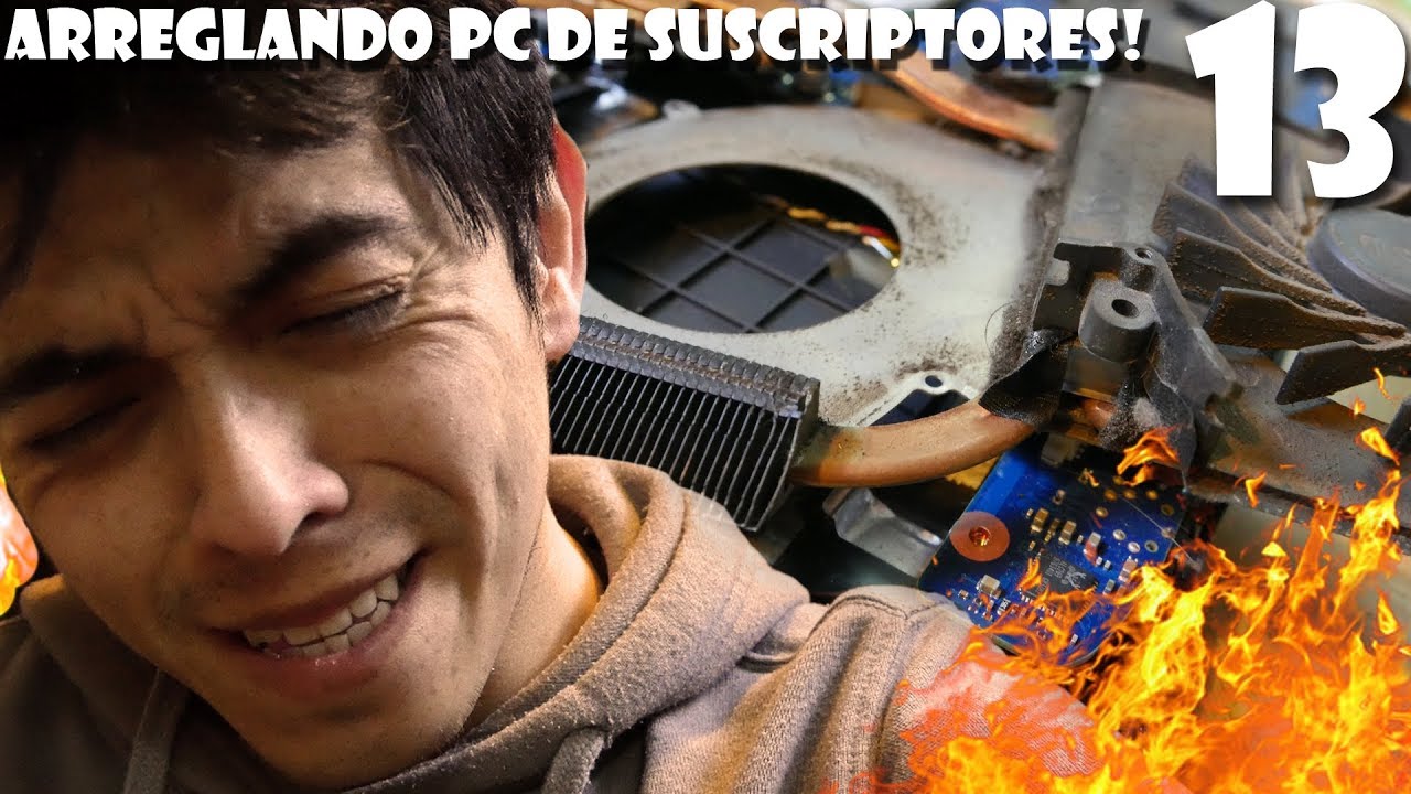 YouTube post by @RinconStiff for EasySMX. Caption reads: Fixing Subscribers' PCs - Problematic Laptop!.