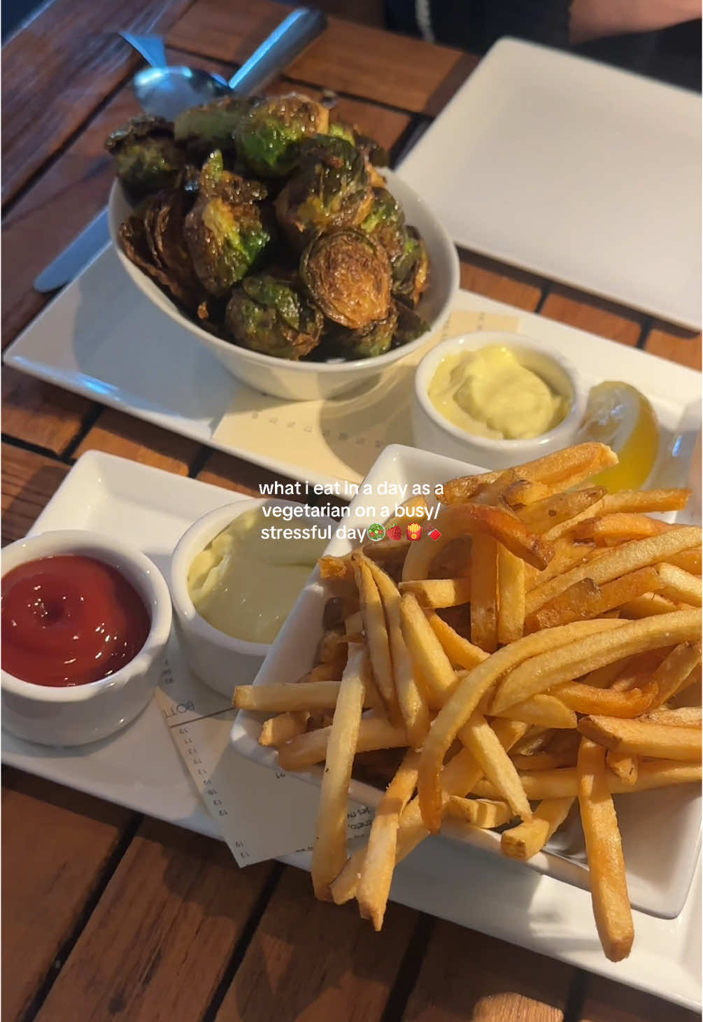 TikTok post by @allieappleton for Forager Project. Caption reads: no one can change my mind that fries + brussles....