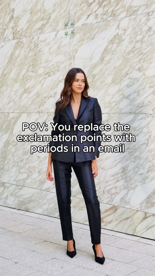 Instagram post by @valerialipovetsky for Marc Cain. Caption reads: Power move, but make it fashion ✨ This @marccain....