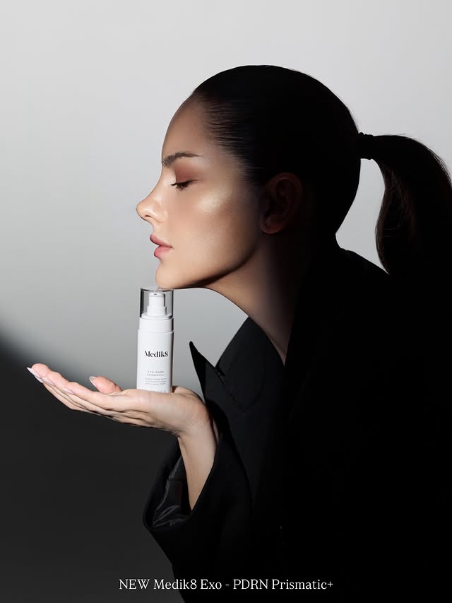 Instagram post by @bernabilbey for Medik8. Caption reads: [...] Exo-PDRN Prismatic+ Serum from....