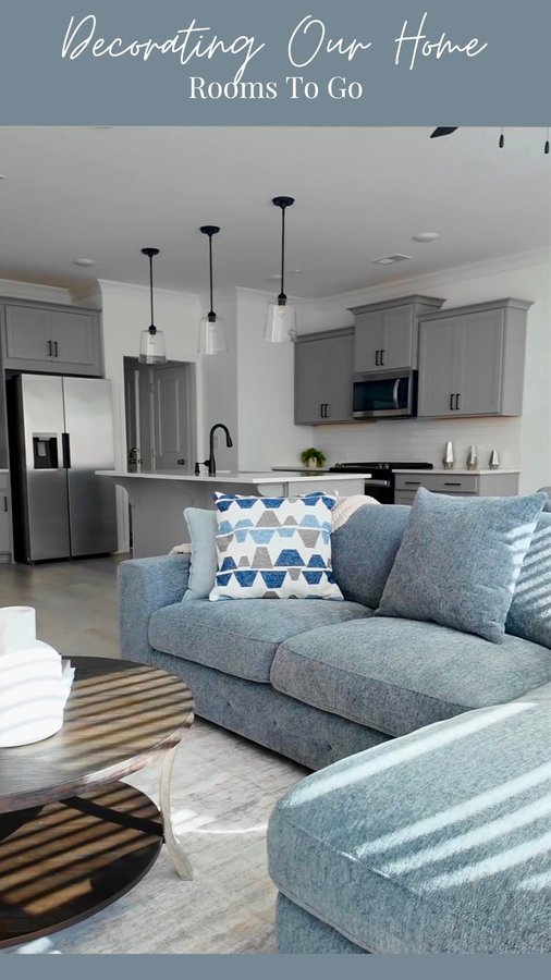 Instagram post by @kourtneymarshh for Rooms To Go. Caption reads: Family is moving to town, and we’re making their....