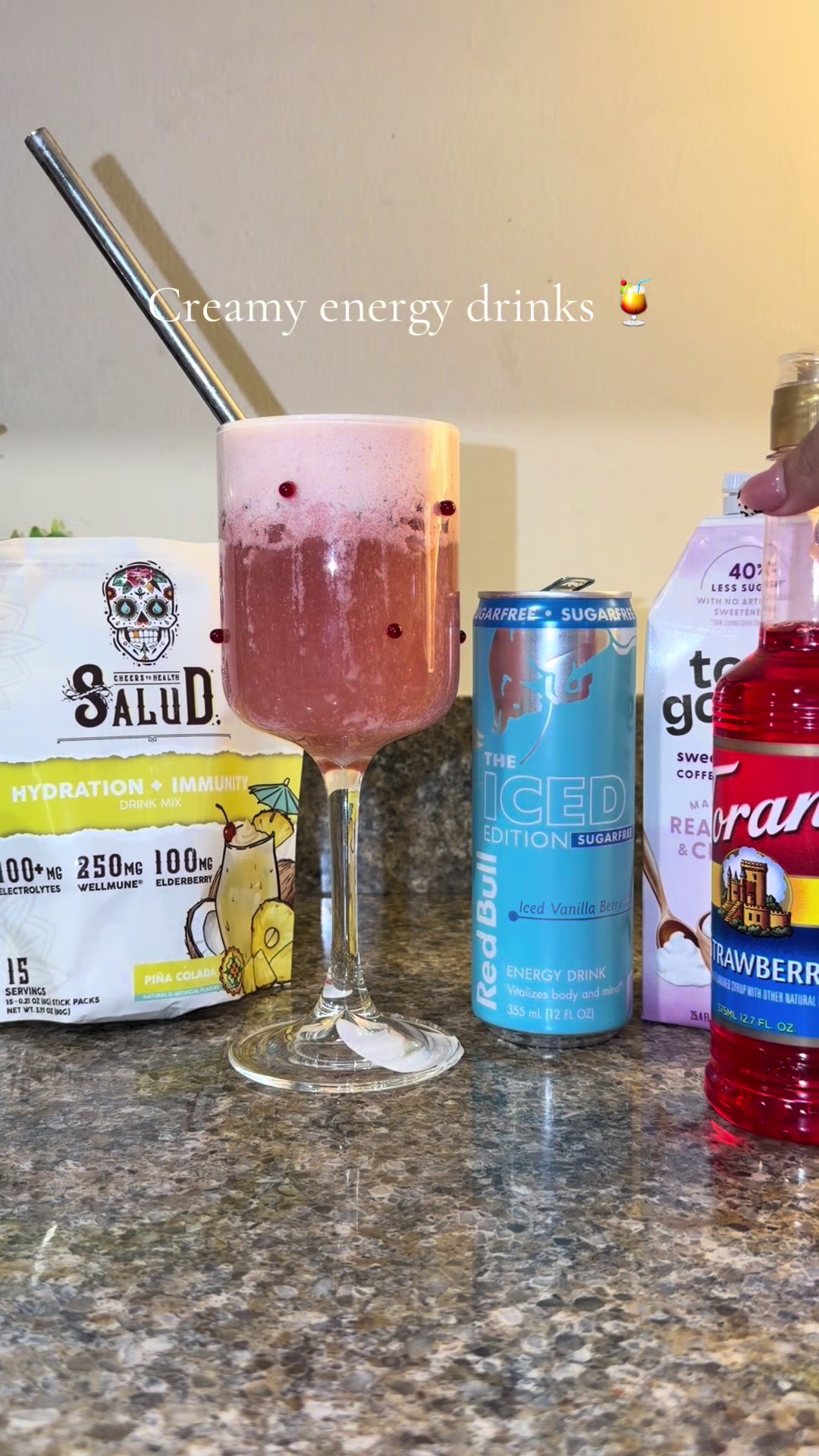 TikTok post by @anahiix99 for Taste Salud. Caption reads: @Taste Salud #creamyenergydrink #tastesalud.