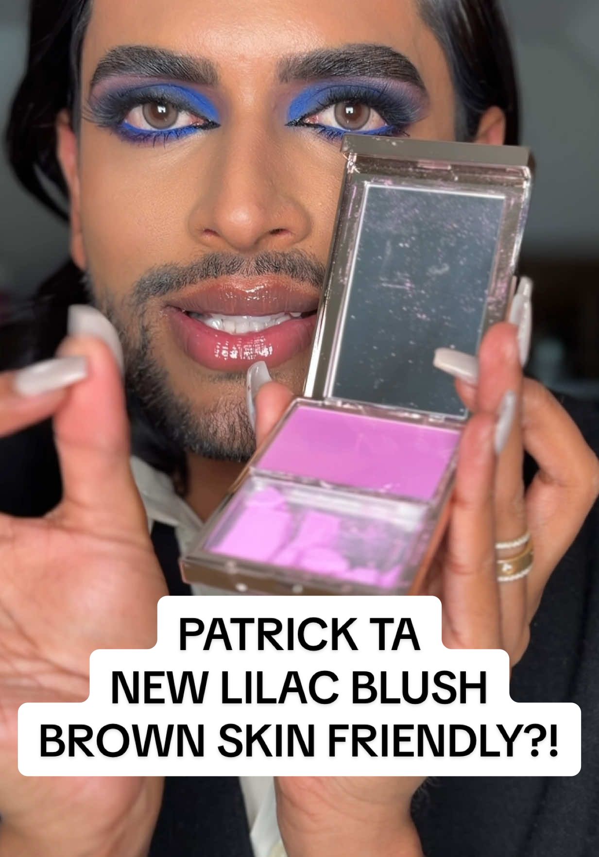 TikTok post by @adityamadiraju for Patrick Ta. Caption reads: Is the NEW @Patrick Ta Beauty Lilac Blush (shade -....