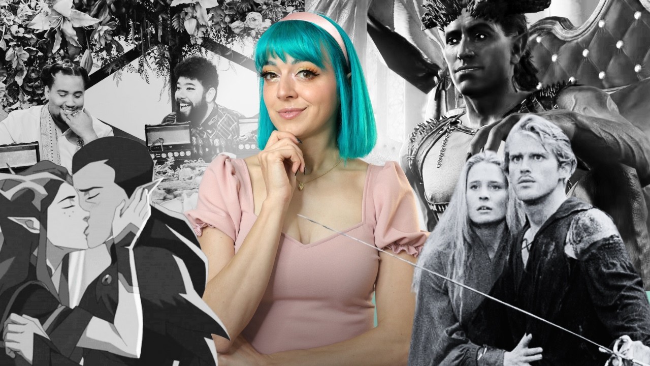 YouTube post by @GinnyDi for World Anvil. Caption reads: How to do D&D romance without making it weird.