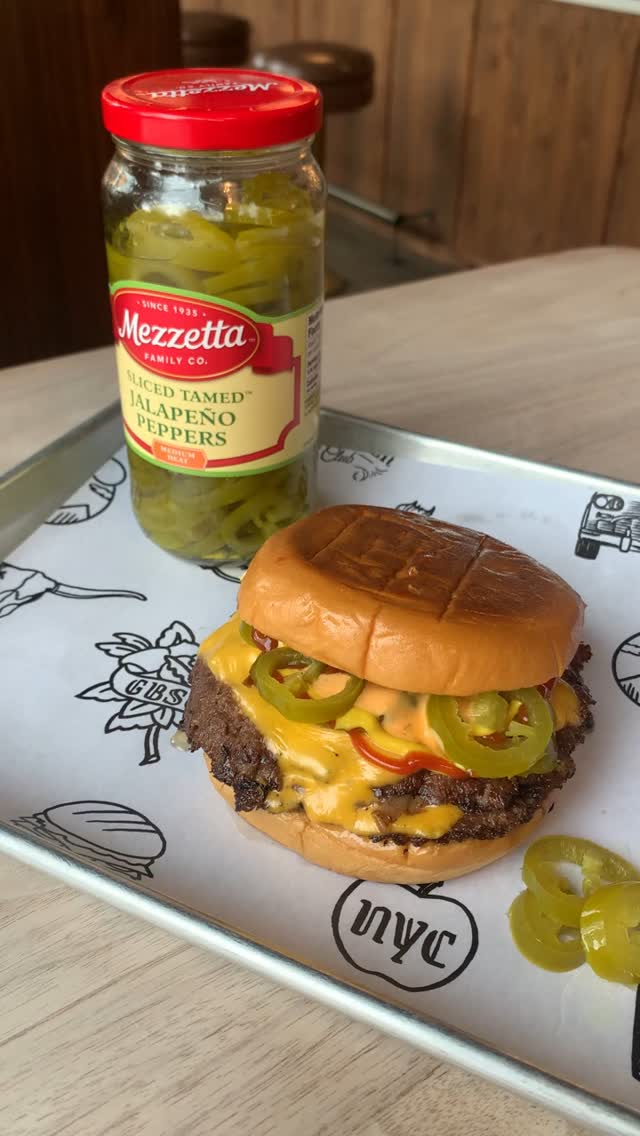 Instagram post by @gothamburgersocialclub for Mezzetta. Caption reads: We stopped into @gothamburgersocialclub in NYC to....