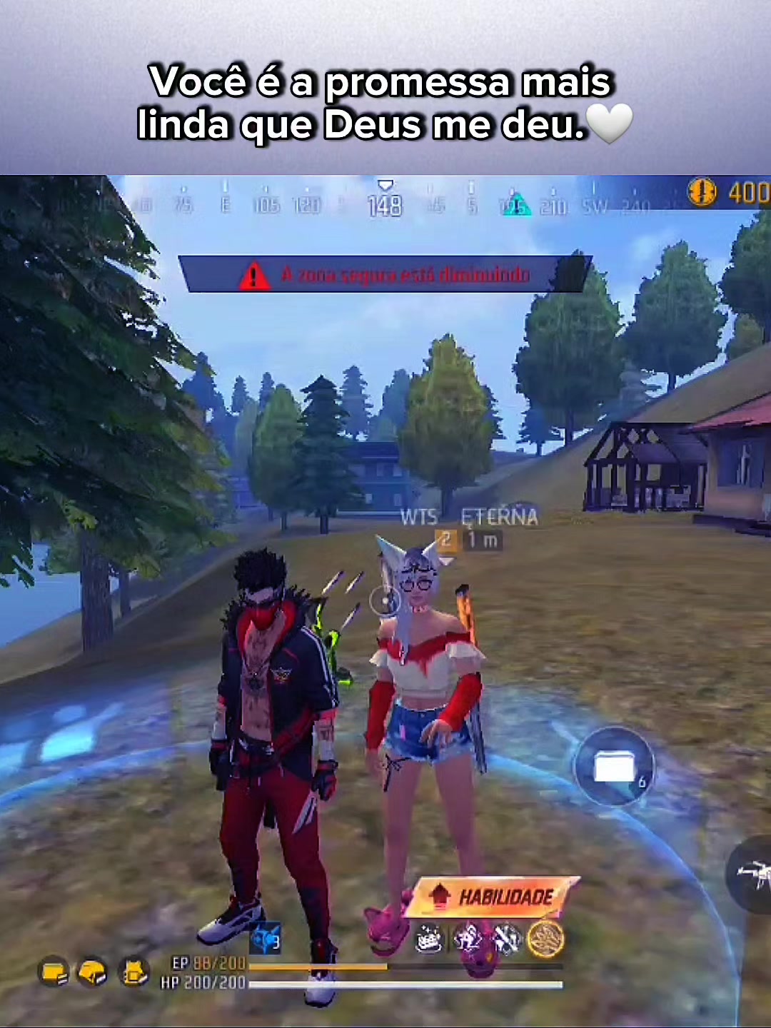 TikTok post by @eterno.oficial.rj for Garena Free Fire IT. Caption reads: #CapCut MEU AMOR❤️@🦋🖤ETERNA D’ ETERNO🦋🖤 TE AMO....