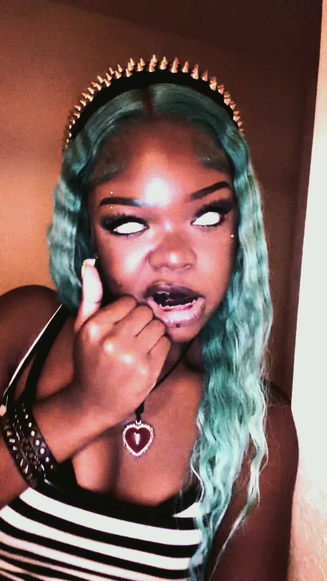 TikTok post by @poopyglam69 for EYEVOS. Caption reads: i 🩵 @EYEVOS OFFICIAL #fyppp #rainbowdash [...].