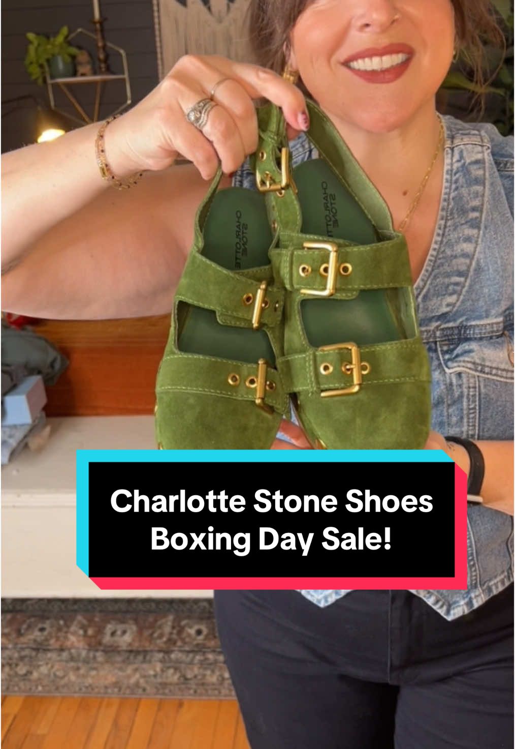 TikTok post by @laurelladeville for Charlotte Stone. Caption reads: @Charlotte Stone annual Boxing Day sale is....