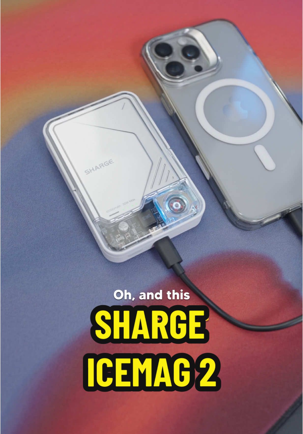 TikTok post by @driggsytech for Sharge. Caption reads: Coolest power bank out there 🥶 The SHARGE ICEMAG....