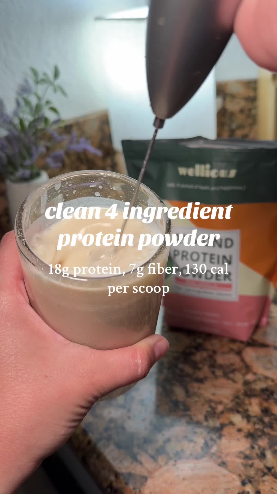 TikTok post by @lauramvillanueva_ for Wellious. Caption reads: A clean protein powder does exist! @Wellious has....