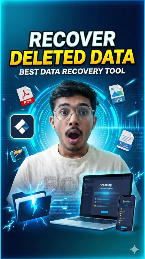 Instagram post by @dr_tech_786 for Wondershare. Caption reads: Data recovery in 2....