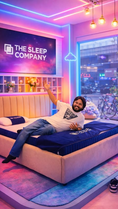 Instagram post by @bhookajaat for The Sleep Company. Caption reads: [...] He’s now the brand ambassador of The Sleep....