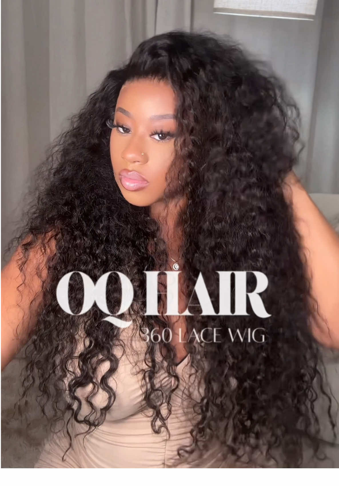 TikTok post by @lady_superior for OQHAIR. Caption reads: A drawstring 360 Glueless water wave wig?! The wig....