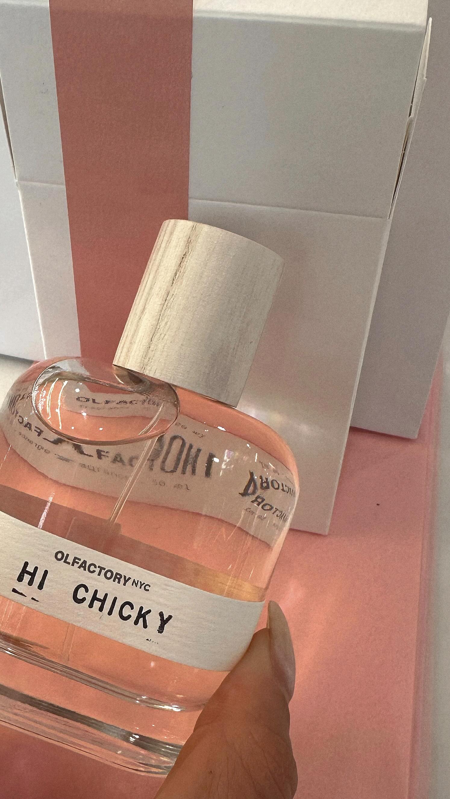 Instagram post by @bonnieryan for Olfactory NYC. Caption reads: Made my own scent with @olfactorynyc “hi chicky”....