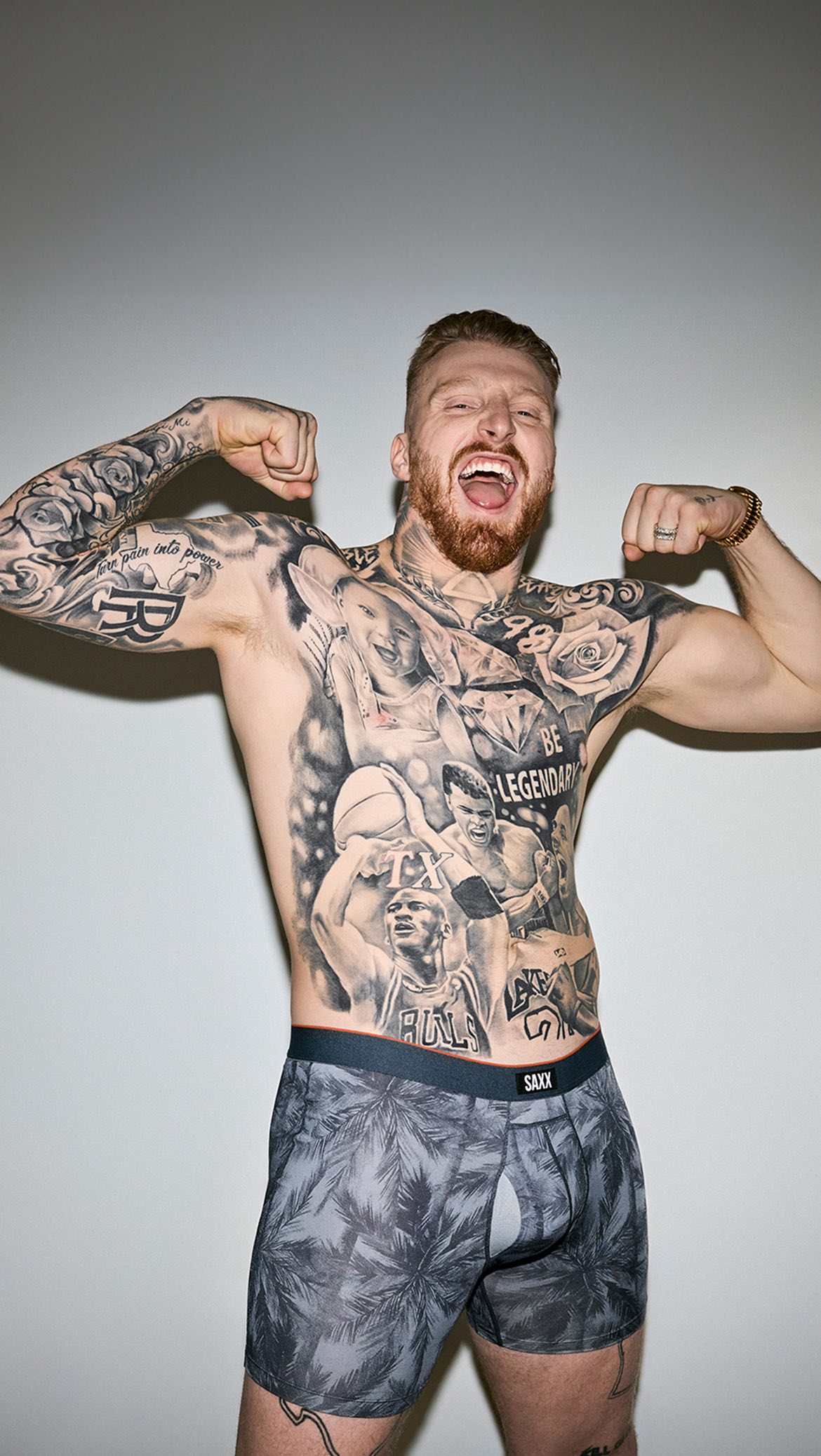 Instagram post by @maxxcrosby for SAXX Underwear. Caption reads: Me at @sack_summit last week 🦅💎
Step 1: Get....