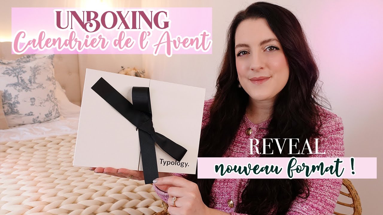 YouTube post by @LOdoesmakeup for Typology. Caption reads: [...] ♥ Le calendrier de l'Avent Typology est déjà....