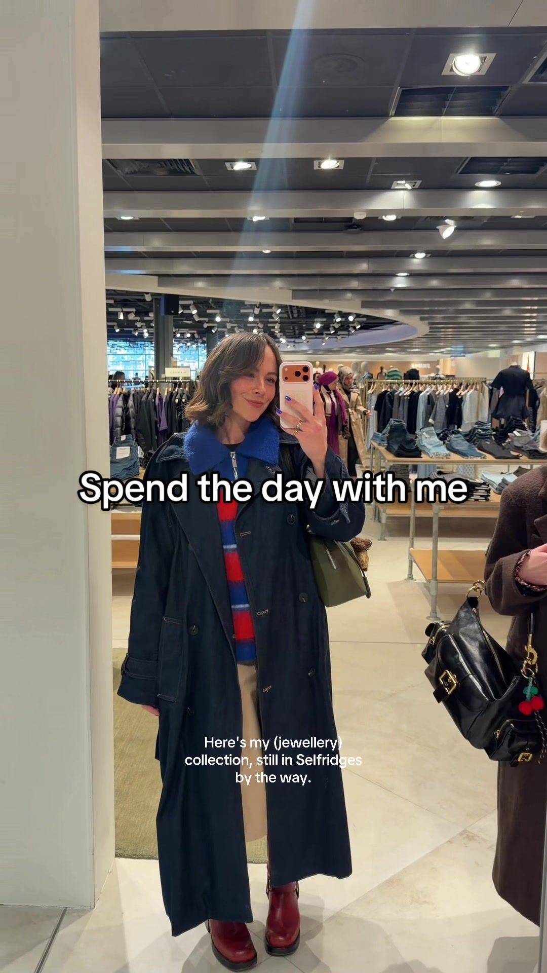 TikTok post by @meganellaby for Selfridges. Caption reads: Filling my cup with @Faye Ellaby & @Selfridges 💛 ....