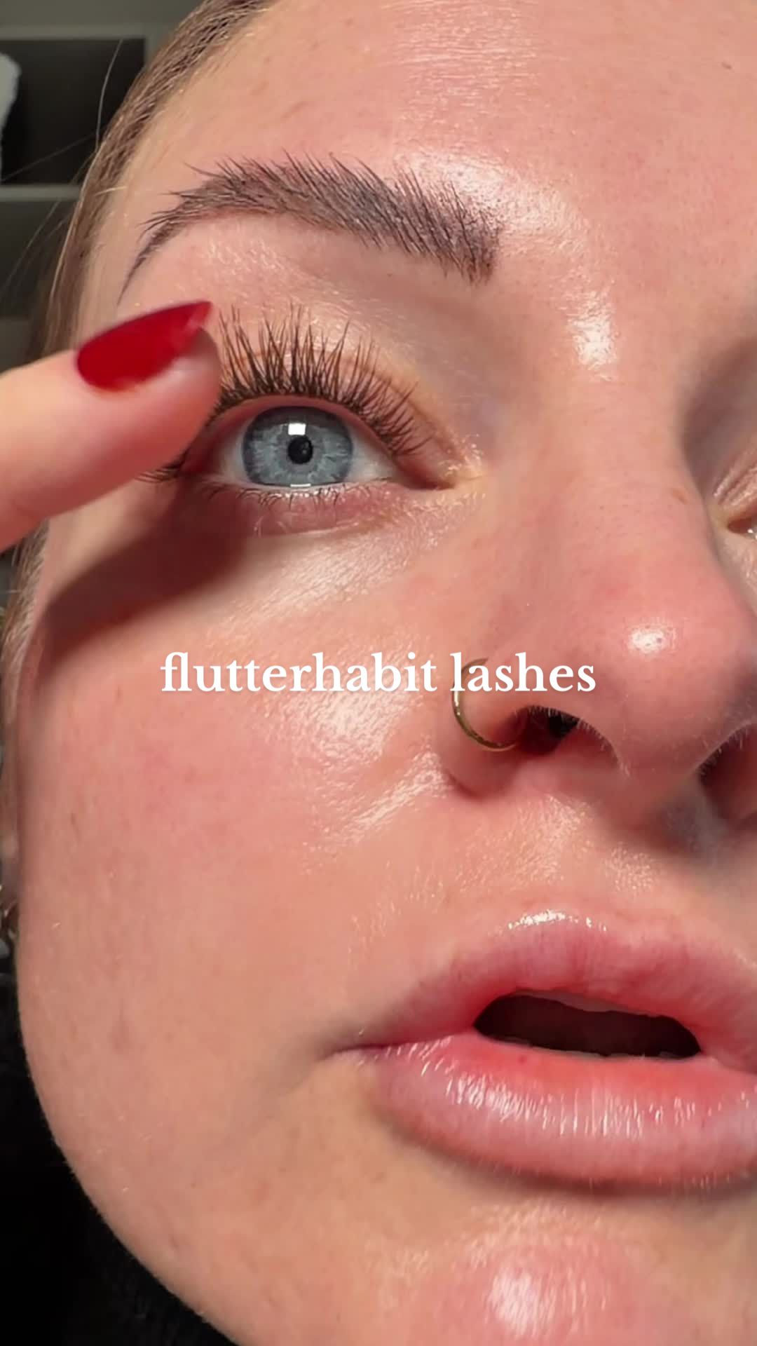 TikTok post by @raisingbruin for FlutterHabit. Caption reads: [...] #diylashes #newyearnewme @flutterhabit....