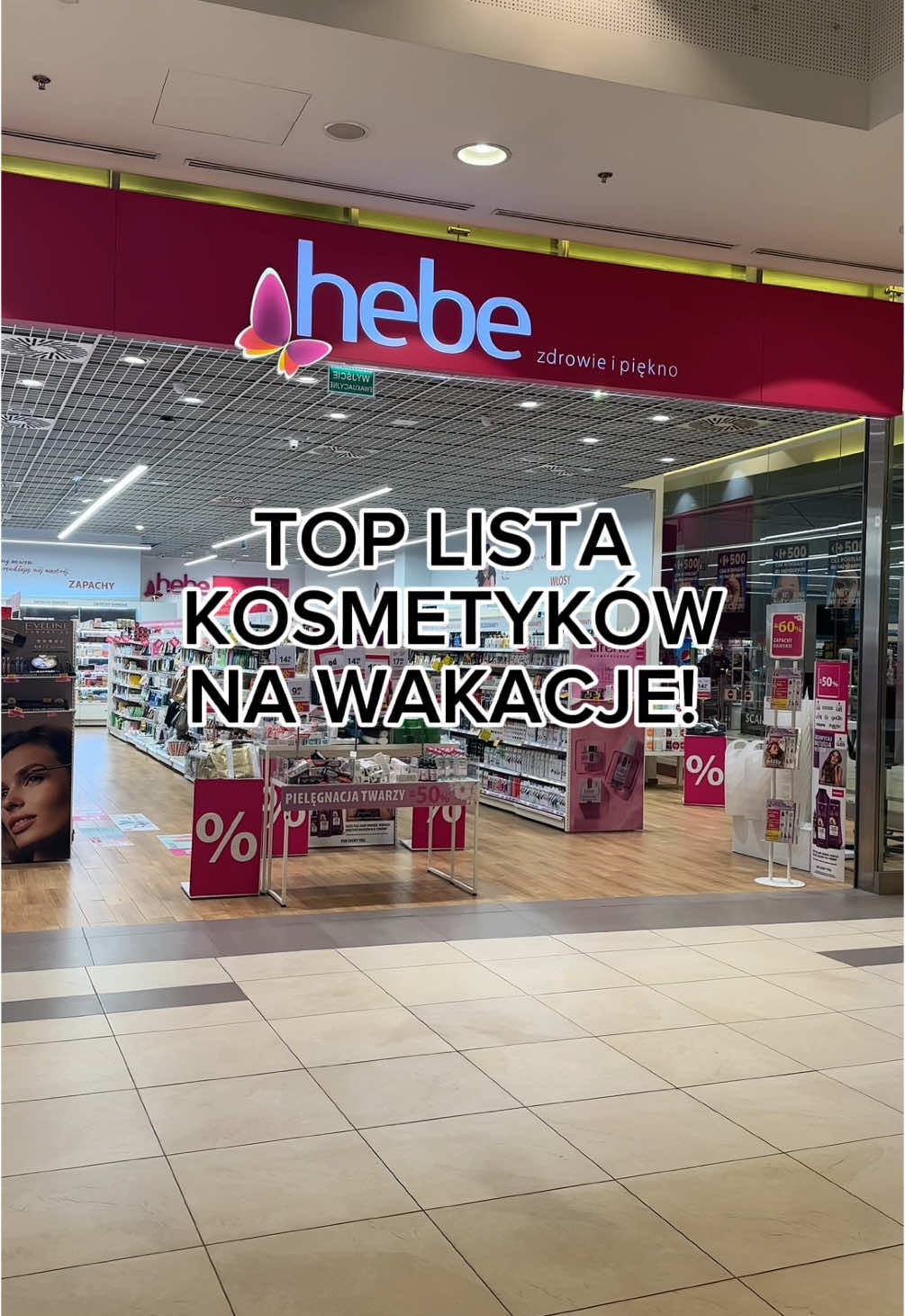 TikTok post by @klaudiastandarska for Max Factor. Caption reads: Wielka promocja w @Hebe Polska na moje wakacyjne....