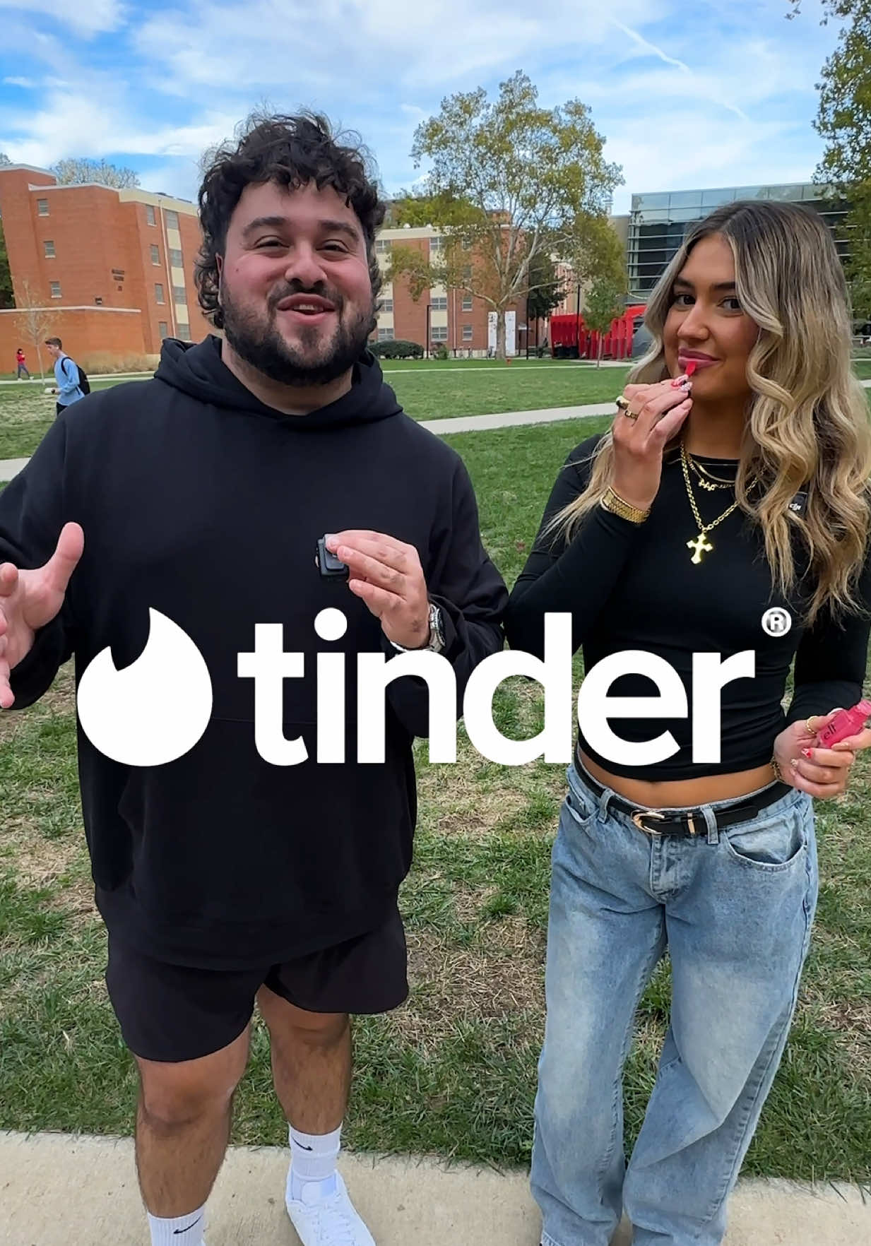 TikTok post by @eliemagic for Tinder. Caption reads: Match making with @Tinder 🥰 #tinderpartner....