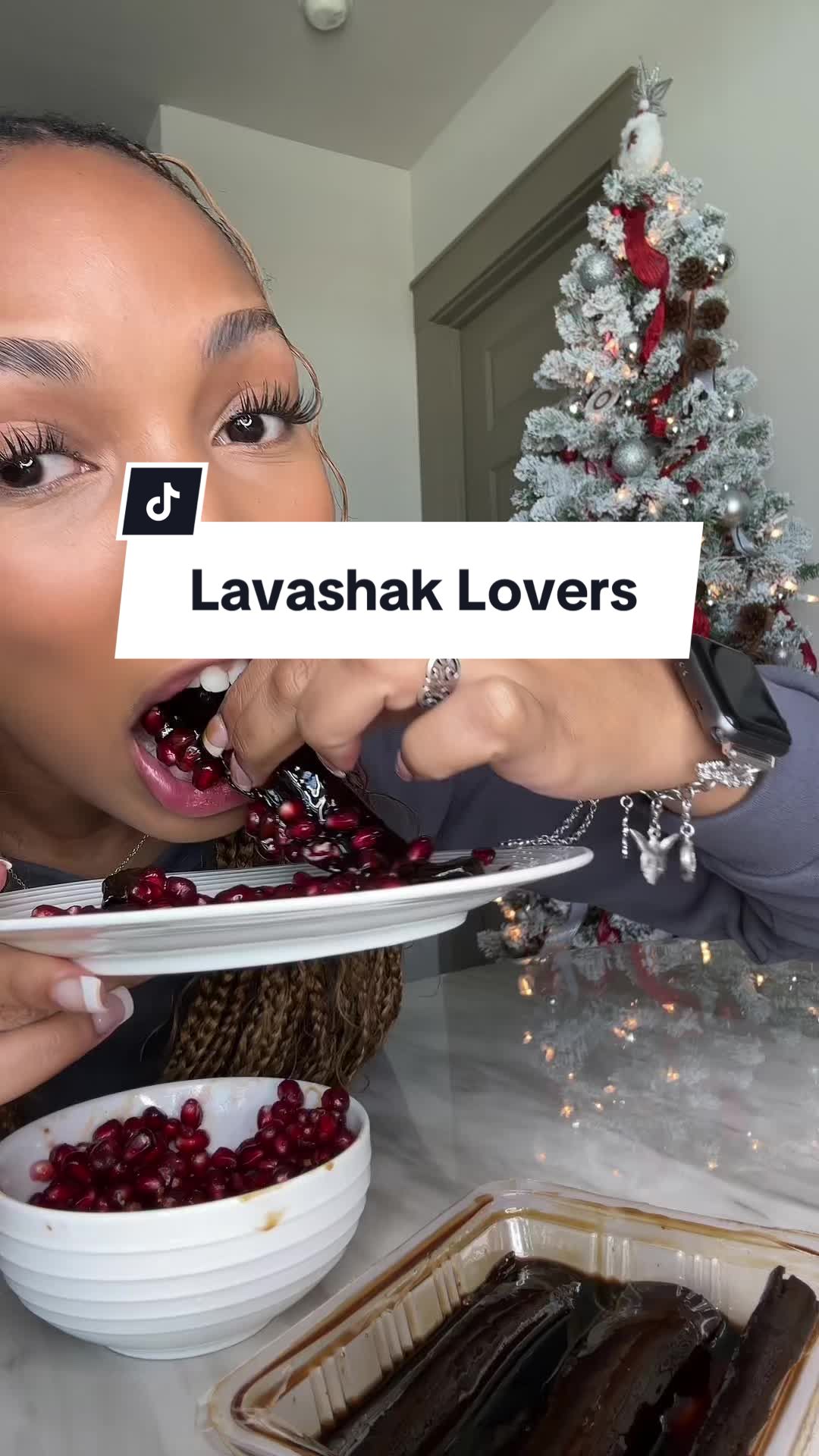 TikTok post by @dezaraishante for Lavashak. Caption reads: My new favorite snack 🥹 Lavashak pairs perfectly....