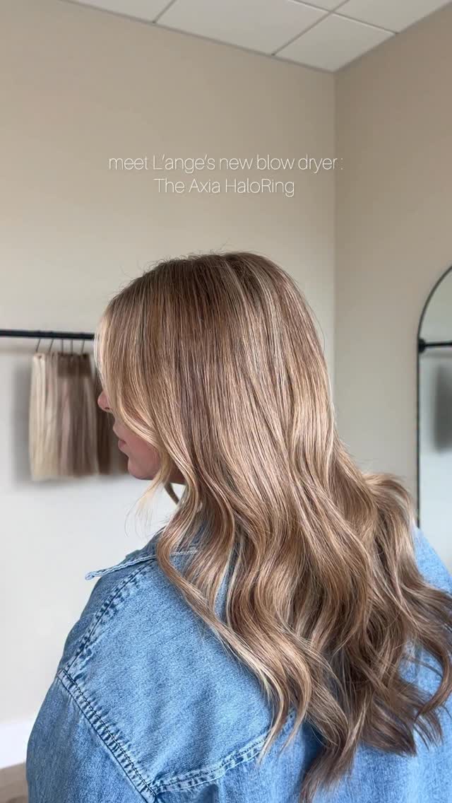 Instagram post by @hairbybreanna_ for L'ange Hair. Caption reads: looking for a hair dry upgrade? @langehair new....
