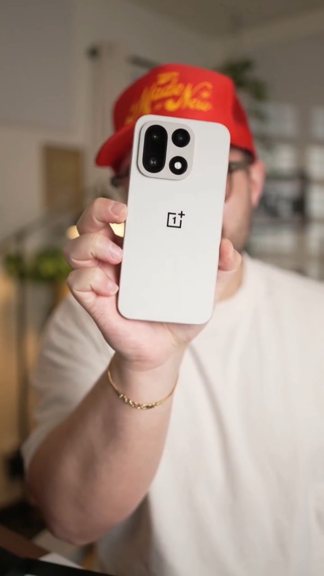 Instagram post by @imparkerburton for OnePlus. Caption reads: The OnePlus 15 is here! Thanks to @oneplus_usa for....