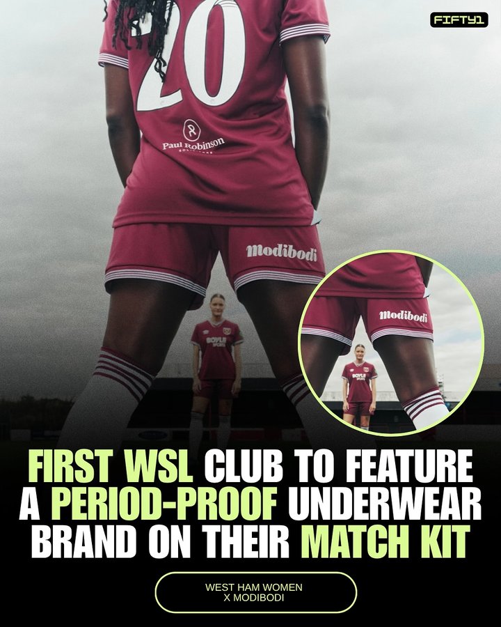 Instagram post by @_fifty1_ for Modibodi. Caption reads: [...] on their match kit — teaming up with....